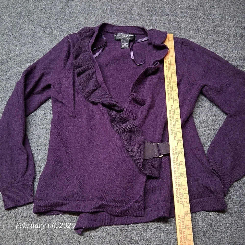 Elana Solano Italian Merino Wool Open Cardigan Sweater‎ Women Petite Medium PM